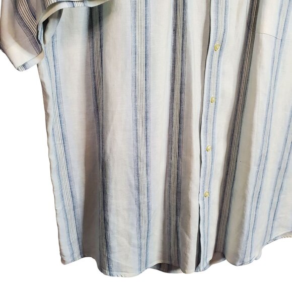 Jos A Bank Size XL Shirt Linen Stripe Travelers Collection Short Sleeve Business - Picture 6 of 9
